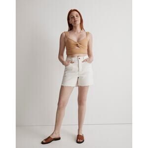 Madewell The Curvy Perfect Mid-Light Ecru White Denim Jean Shorts Size 25